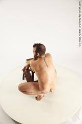 Nude Man White Kneeling poses - ALL Average Short Brown Kneeling poses - on both knees Multi angles poses Realistic